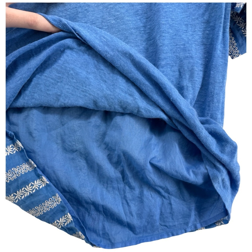 Tory Burch Blue and White Embroidered Organza Floral Stripe Top - Picture 11 of 11